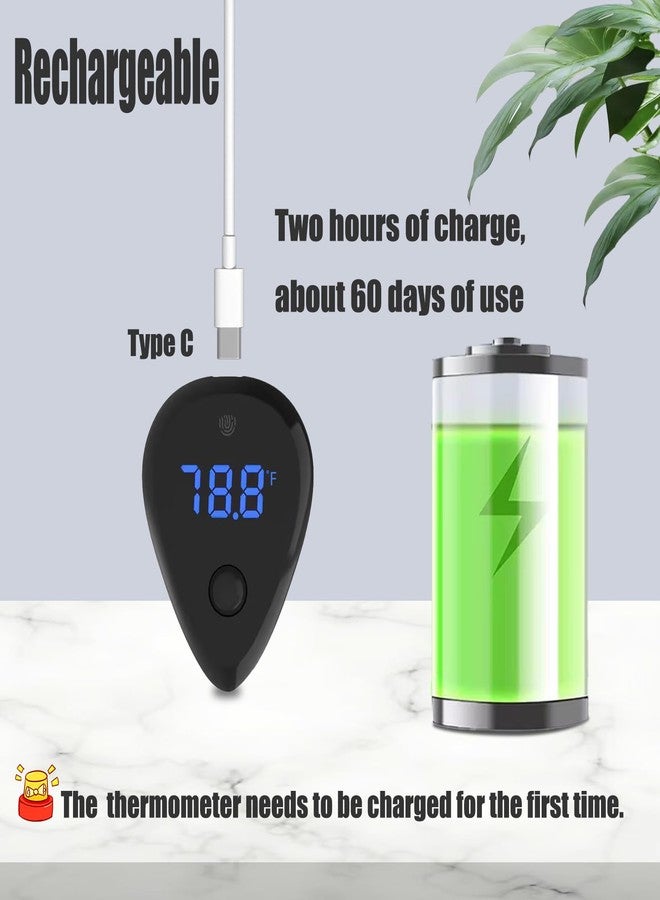 Carefree Fish مقياس حرارة حوض السمك Carefree USB قابل لإعادة الشحن لاسلكي مزود بمفتاح استشعار بشري، مقياس حرارة لحوض السمك مع إنذار صوتي لارتفاع درجة الحرارة ±1 درجة فهرنهايت (محول الطاقة وكابل الشحن غير مرفقين) - Image 2